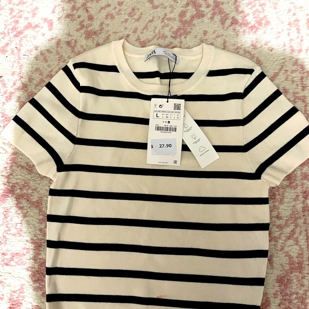 Zara cropped knit tee NWT
